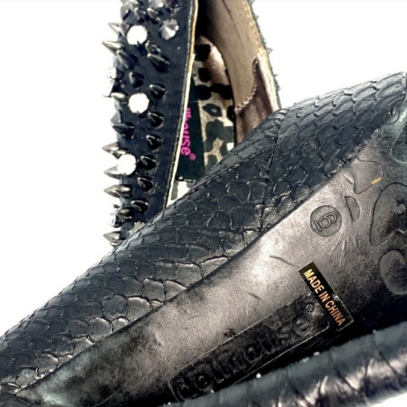 Dollhouse/Spike/Snake Embossed Leather Stillettos  Size 6 - Picture 7 of 12